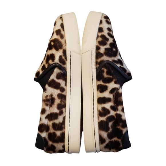 Boden Womens 7 Calf Fur Snow Leopard Slip On Trainer Sneaker Shoe Brown White - Picture 6 of 10